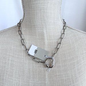 BP Paperclip Link Necklace Heart Closure 18 inches